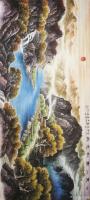 艺术家宁建华日记:刚完成的彩墨山水《山里人家秋意浓》,尺寸80*180cm,送【图1】