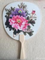 艺术家李同辉日记:今天完成的客户定制四幅国画牡丹扇面,晒图留念【图1】