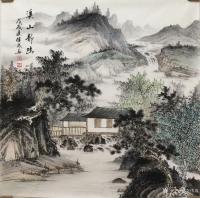 艺术家李伟成日记:国画仿古山水画五幅:《疏林闲窗》《溪山静幽》,《嘉木芳妍》,【图1】