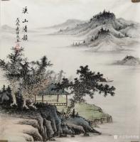 艺术家李伟成日记:国画仿古山水画五幅:《疏林闲窗》《溪山静幽》,《嘉木芳妍》,【图4】