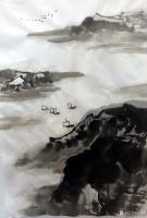 艺术家蒋元生日记:《太湖春晓》,国画山水画,每日一图,附局部图,新作未题款,欢【图1】