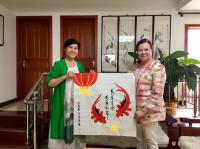 艺术家李尊荣日记:国画《连年有余,万事如意》。今天台湾董事长王安娜、北京张总、【图2】