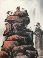艺术家罗树辉日记:刚刚完成了《金猴濯日》,国画山水画,六尺斗方。请大家品鉴【图2】