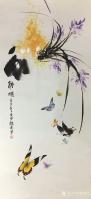 艺术家魏建军日记:国画蝴蝶画《紫气东来》,这两天才完成的四尺69×140的作品【图1】