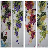 艺术家党文军日记:四条屏,尺寸对开四幅(138*35)cm,《鸿运当头》《硕果【图0】