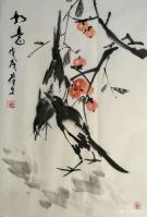 艺术家田君才日记:国画花鸟画~喜鹊系列《双喜》《喜上眉梢》《如意》《柳意新绿》【图1】