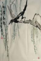 艺术家田君才日记:国画花鸟画~喜鹊系列《双喜》《喜上眉梢》《如意》《柳意新绿》【图2】