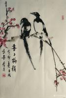 艺术家田君才日记:国画花鸟画~喜鹊系列《双喜》《喜上眉梢》《如意》《柳意新绿》【图3】