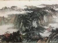 艺术家刘传军日记:国画山水画新作《云山雾海》第一遍设色。装裱后高1.20米长3【图1】