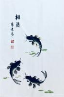 艺术家李尊荣日记:新作鱼蟹图一组《家园之乐》《和谐》《情谊》《相随》,尺寸40【图3】