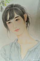 艺术家韩梅日记:新作四尺整张工笔人物画,《等你》,请欣赏【图1】