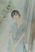 艺术家韩梅日记:新作四尺整张工笔人物画,《等你》,请欣赏【图2】