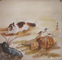 艺术家宁建华日记:四尺斗方工笔画《猫》,已出售,晒图纪念。欢迎订制【图0】