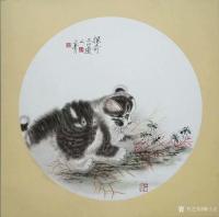 艺术家柳士才日记:小萌猫系列新作《香甜》萌猫遇上水果,《探奇》萌猫逗蚂蚁,《柿【图0】