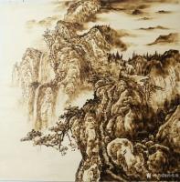 艺术家孙传海日记:烙画作品《兰竹图》《云山登道》