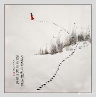 艺术家秦发艺日记:《走过苍凉,收获无忧,心路迢迢,从此留迹》国画小品50*50【图0】