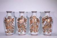 艺术家东方古玩城堡收藏:晚清,“大清乾隆年制”款,四大金刚护法观音瓶一套,胎质洁白莹【图0】