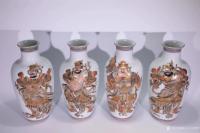 艺术家东方古玩城堡收藏:晚清,“大清乾隆年制”款,四大金刚护法观音瓶一套,胎质洁白莹【图3】