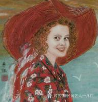 艺术家当代书画名家—缪月红日记:①《海边少女》40*39cm②《仕女小鸟图》34*33cm③【图0】