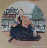 艺术家当代书画名家—缪月红日记:①《海边少女》40*39cm②《仕女小鸟图》34*33cm③【图3】