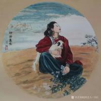 艺术家当代书画名家—缪月红日记:①《海边少女》40*39cm②《仕女小鸟图》34*33cm③【图5】