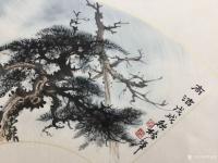 艺术家罗树辉日记:新创作扇面《高洁》,取意: “酷月朦胧,苍松高风”,国画苍【图2】