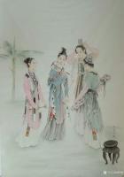 艺术家韩梅日记:新作工笔人物画《仕女图》,仿古,尺寸六尺斗方98x98cm,【图0】