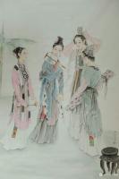 艺术家韩梅日记:新作工笔人物画《仕女图》,仿古,尺寸六尺斗方98x98cm,【图1】