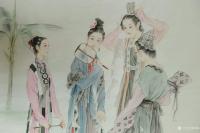 艺术家韩梅日记:新作工笔人物画《仕女图》,仿古,尺寸六尺斗方98x98cm,【图2】