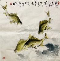 艺术家冯增木日记:《祥和自如》《泉清鱼乐》《》近作几幅斗方彩鱼,略施金粉,效果【图2】
