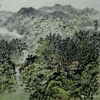 艺术家杨振华日记:新作《青山聚秀》三幅,绘制过程分享,国画山水画,尺寸60*6【图2】