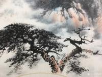 艺术家罗树辉日记:新创作扇面《远观》,国画苍松,请欣赏【图3】