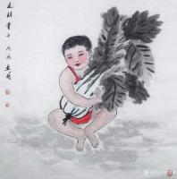 艺术家邢建明日记:国画人物画《送财》,《送财双童》,《来财》,《送财童子》,儿【图2】