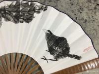 艺术家王永日记:扇面国画作品,这个小宠物有没有认养的,喜欢的请联系主人。背面【图1】