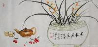 艺术家苏进春日记:近期作品:《室静兰香》50x100Cm,作品《鸿运当头》50【图0】