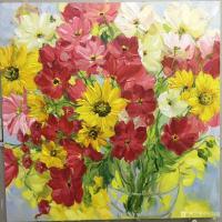 艺术家周海波日记:北欧花卉,尺寸 80x80cm,成品油画,欢迎订购【图0】