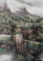 艺术家严巍日记:原创作品《云翳大山》60x80cm,《终南人家》68x138【图0】