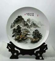 艺术家杨增超日记:奇石瓷画艺术作品:《高山流水》,《春暖花开》,《清溪幽胜》,【图3】
