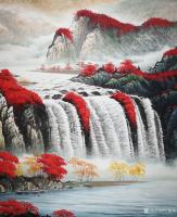 艺术家宁建华日记:小丈二彩墨山水画《鸿运当头》,98x360cm,近期完成的客【图2】