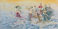 艺术家韩梅日记:新作工笔人物画《八仙过海》,尺寸98x180cm,请欣赏,手【图0】