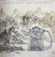 艺术家金新宇日记:金氏画壶,大家有福!图为陈开宇兄画山水,著名诗人孙幼明先生赋【图0】