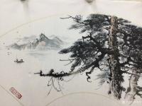 艺术家罗树辉日记:扇面《桂林小景》,国画山水画苍松系列新作品,尺寸38x66c【图4】