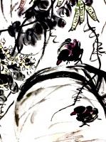 艺术家龚光万日记:国画花鸟画《扁豆花香》,画面诗意:“一庭春雨瓢儿菜,满架秋风【图1】