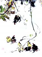 艺术家龚光万日记:国画花鸟画《扁豆花香》,画面诗意:“一庭春雨瓢儿菜,满架秋风【图3】