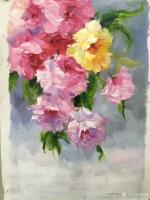 艺术家周海波日记:现代印象派油画作品《红牡丹》系列作品,适合现代中式家装!尺寸【图0】