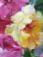 艺术家周海波日记:现代印象派油画作品《红牡丹》系列作品,适合现代中式家装!尺寸【图1】