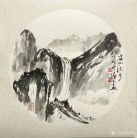 艺术家冯增木日记:国画山水画斗方一组《高山流水》,《迎客松》,《幽境》;近有画【图4】
