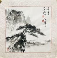 艺术家冯增木日记:国画山水画斗方一组《高山流水》,《迎客松》,《幽境》;近有画【图5】
