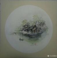 艺术家陈刚日记:国画山水画《江南水乡》,尺寸四尺斗方68x68cm。一天劳顿【图0】