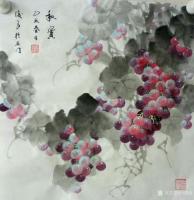 艺术家卢俊良日记:四尺斗方国画葡萄新作品一组,《岁月静好》《秋实》《秋趣》《硕【图2】